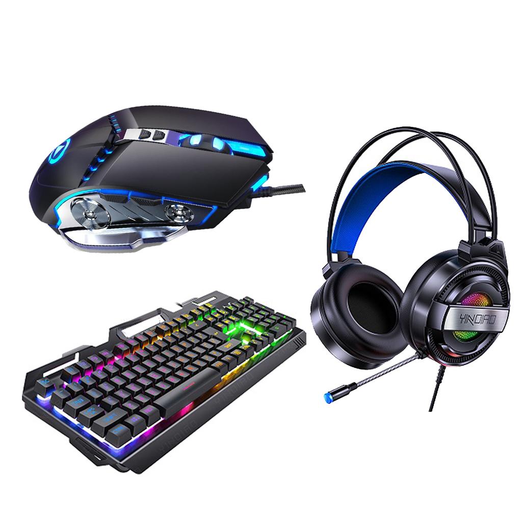 Wired Gaming Keyboard and Mouse Combo 3200 DPI for Windows PC Gamers Set A