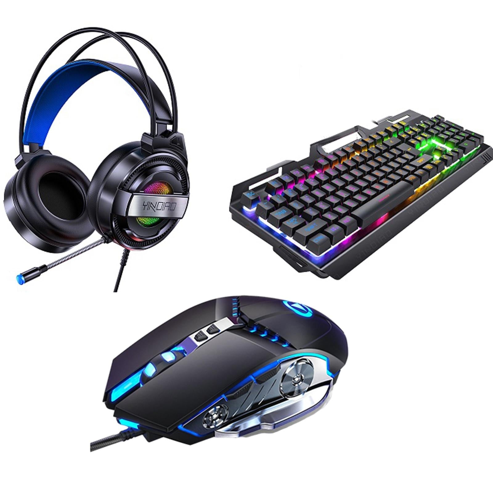 Wired Gaming Keyboard and Mouse Combo 3200 DPI for Windows PC Gamers Set A