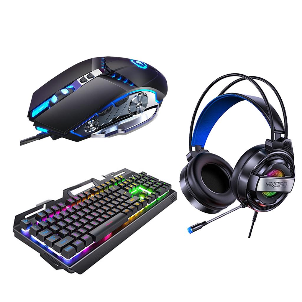 Wired Gaming Keyboard and Mouse Combo 3200 DPI for Windows PC Gamers Set A