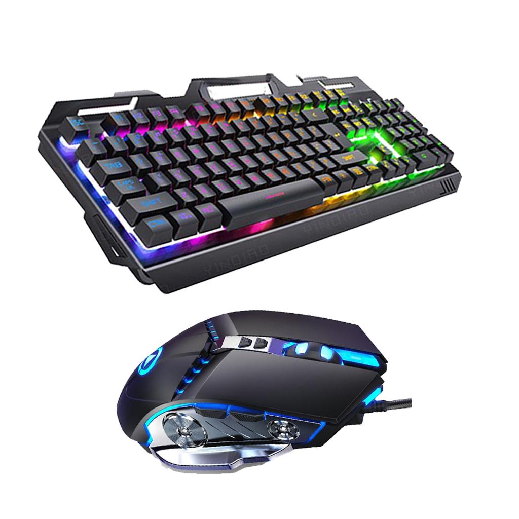 Wired Gaming Keyboard and Mouse Combo 3200 DPI for Windows PC Gamers Set B