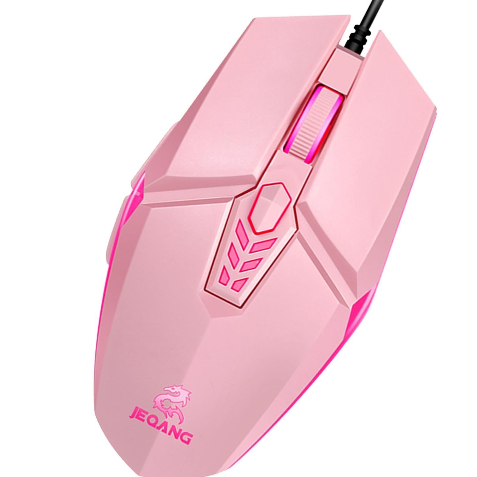 LED Backlit RGB Wired Gaming Mouse 3200 DPI Adjustable Mice Pink