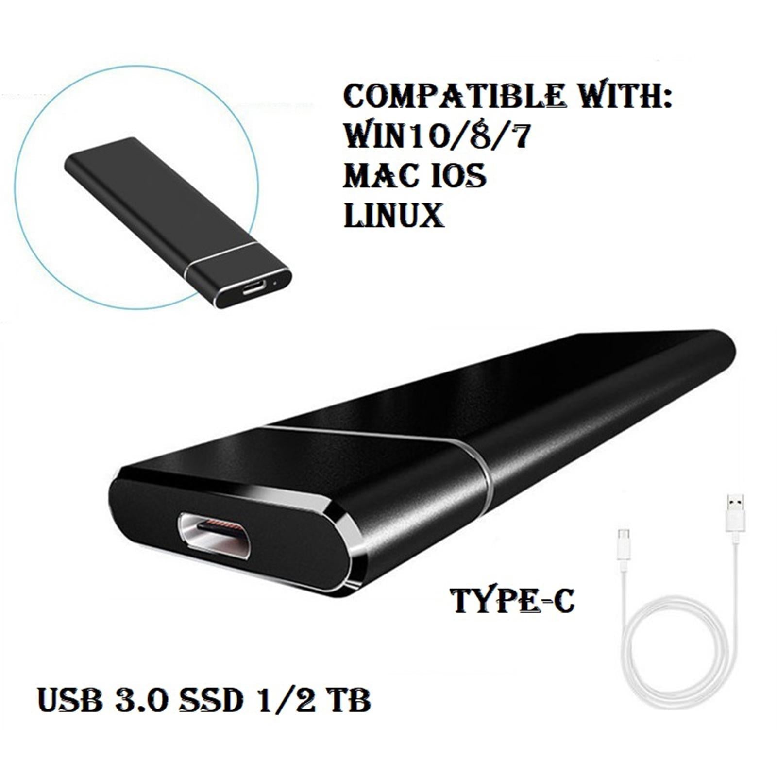 USB-C 2TB M.2 NGFF SSD USB 3.1 Gen 1 6Gbps External Solid State Drive black