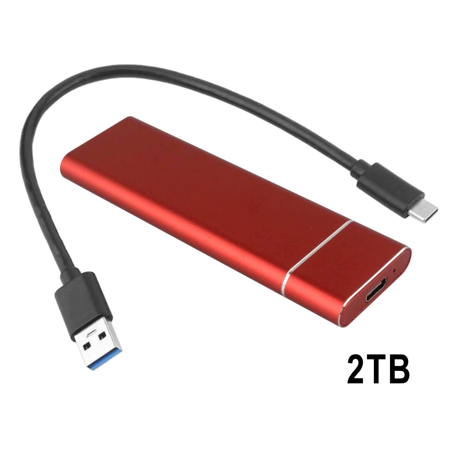 USB-C 2TB M.2 NGFF SSD USB 3.1 Gen 1 6Gbps External Solid State Drive red