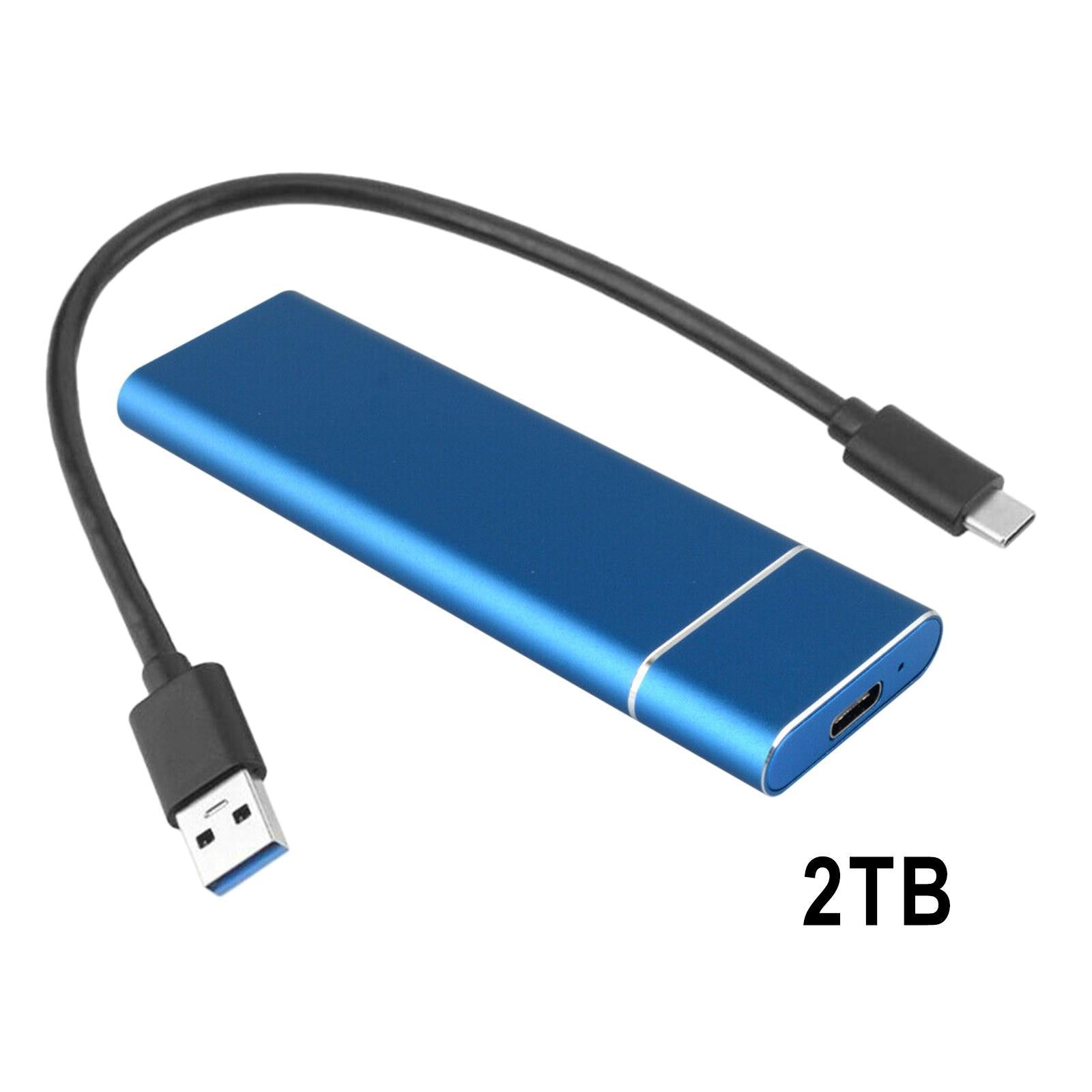 USB-C 2TB M.2 NGFF SSD USB 3.1 Gen 1 6Gbps External Solid State Drive blue