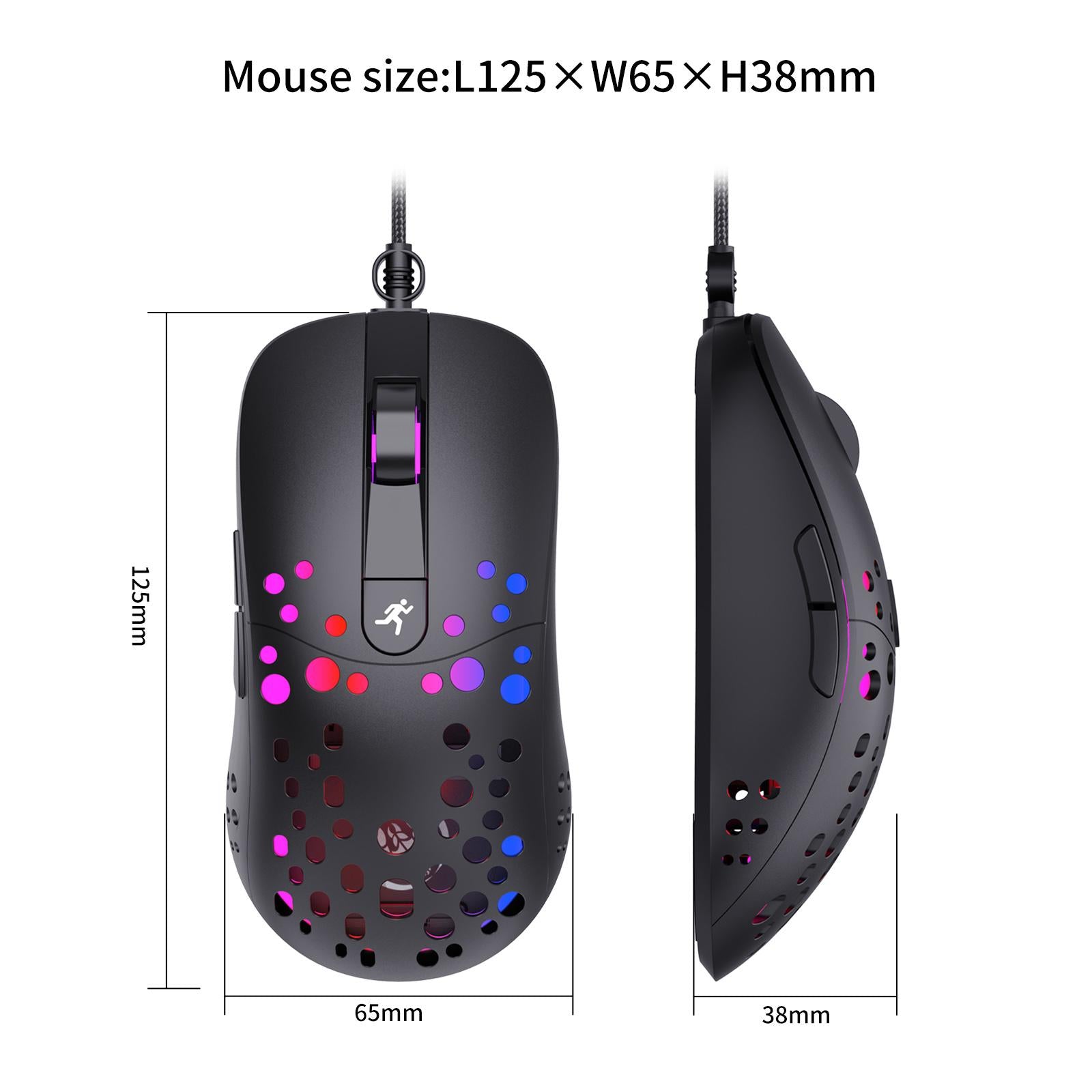 RGB Gaming Mouse Wired Hollow-Out Design High Precision Breathable 6-button