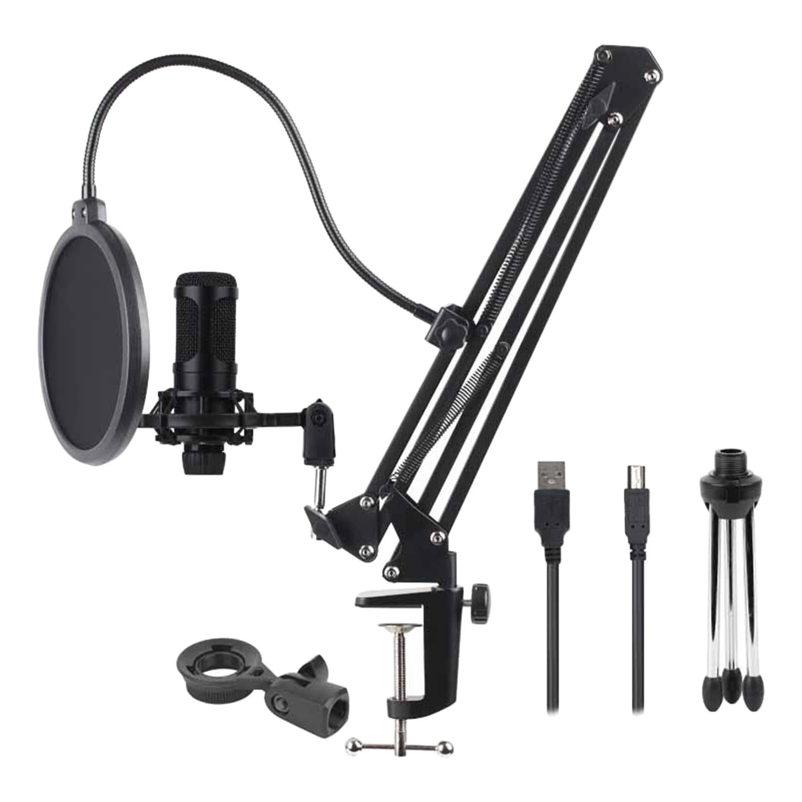 Studio Condenser Microphone w/Stand fr PC Laptop Recording Game Streaming