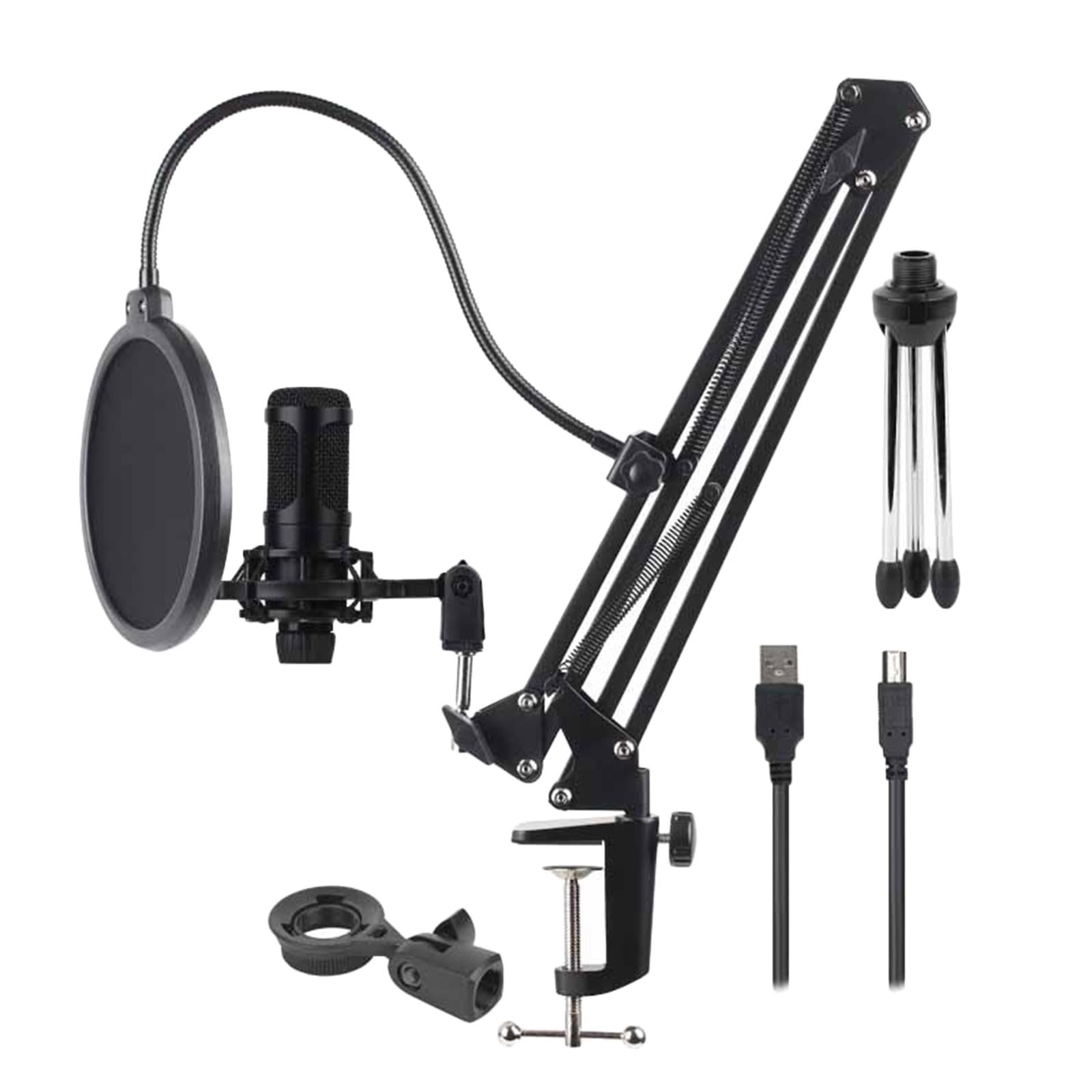 Studio Condenser Microphone w/Stand fr PC Laptop Recording Game Streaming