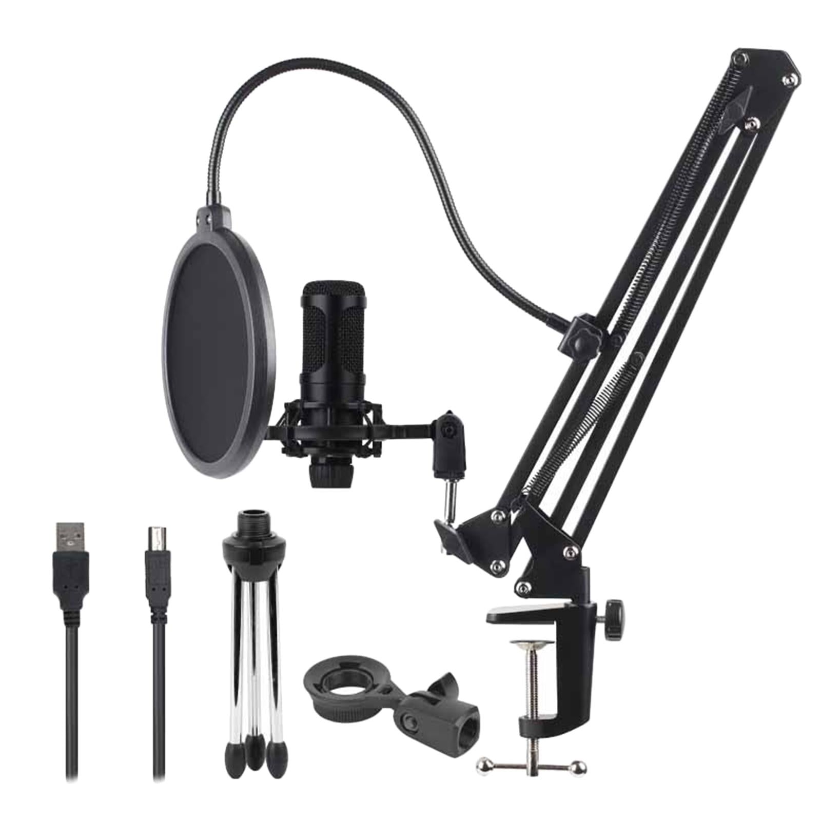 Studio Condenser Microphone w/Stand fr PC Laptop Recording Game Streaming