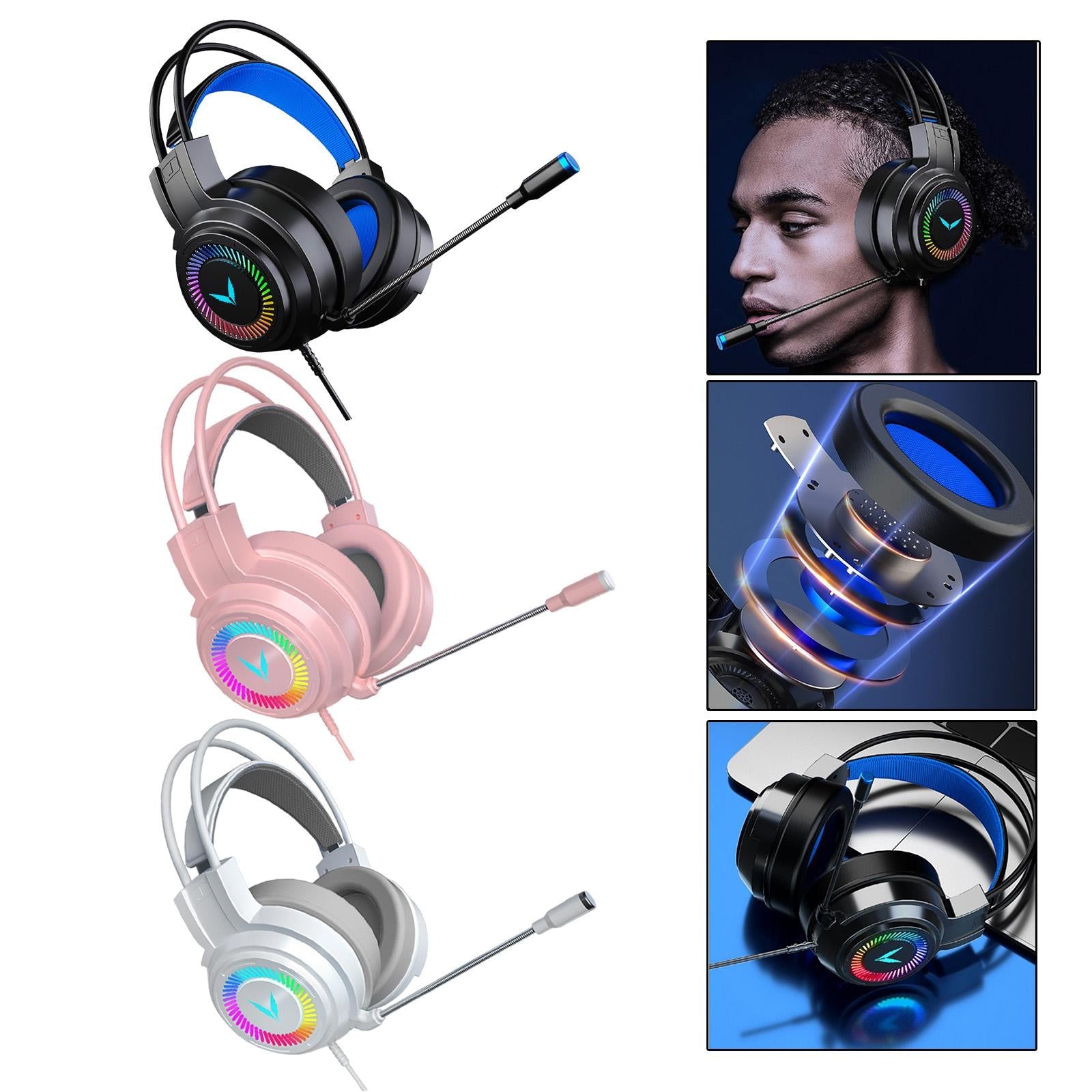 Wired Stereo Bass Surround Gaming Headset Headphone for PC White