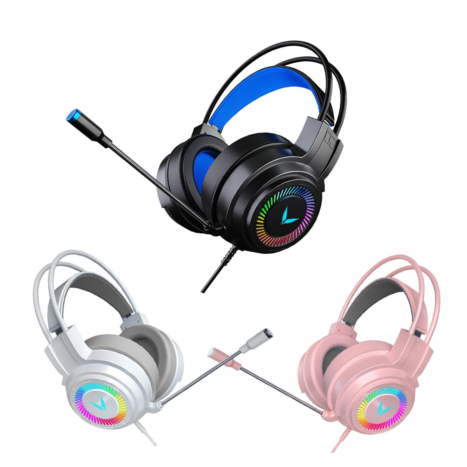 Wired Stereo Bass Surround Gaming Headset Headphone for PC Pink