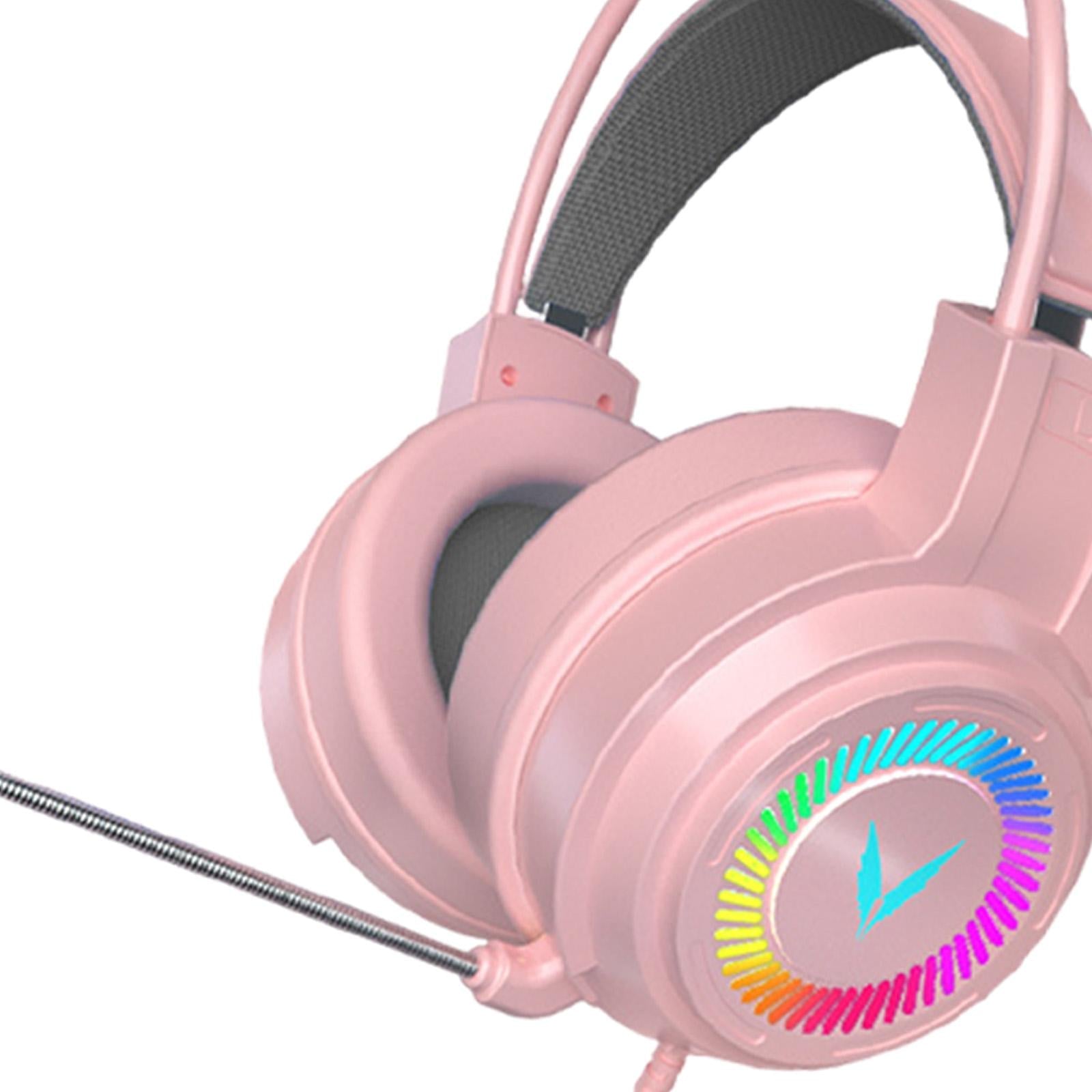 Wired Stereo Bass Surround Gaming Headset Headphone for PC Pink