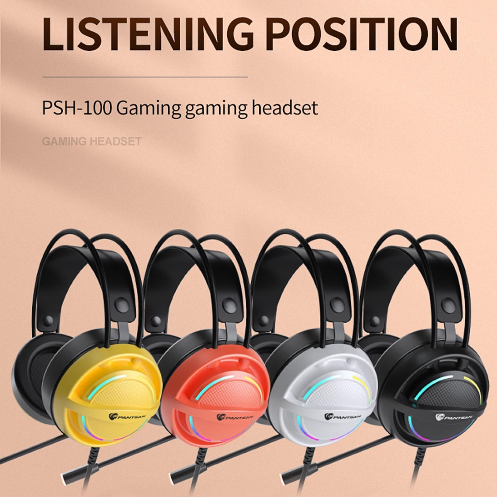 Wired USB Gaming Headset LED Light Lightweight for Gaming Black 3.5mm