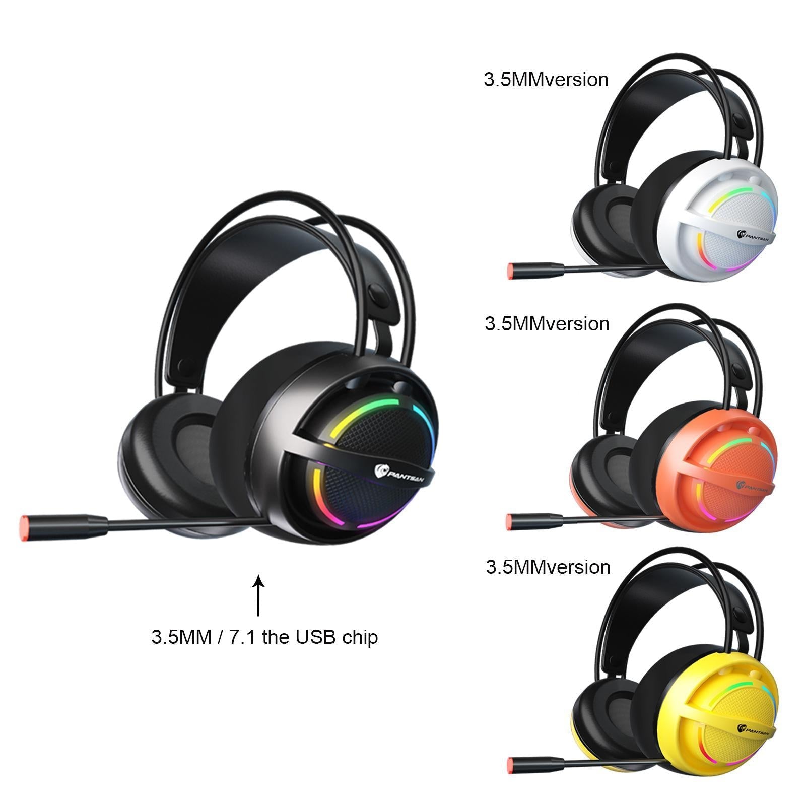 Wired USB Gaming Headset LED Light Lightweight for Gaming Black 7.1 USB