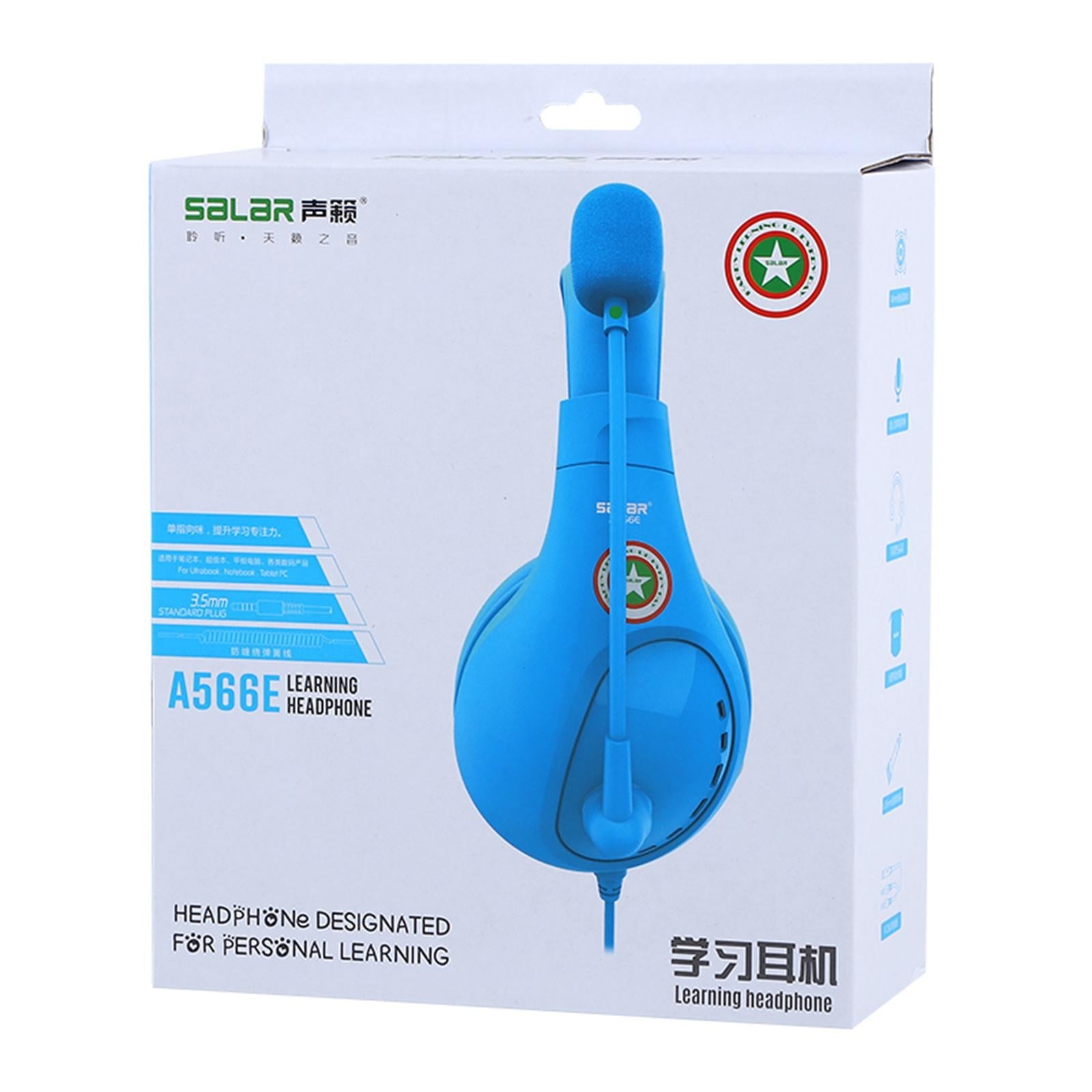 Student Headphones with Micophone Adjustable Comfortable Headset for School A566E Blue