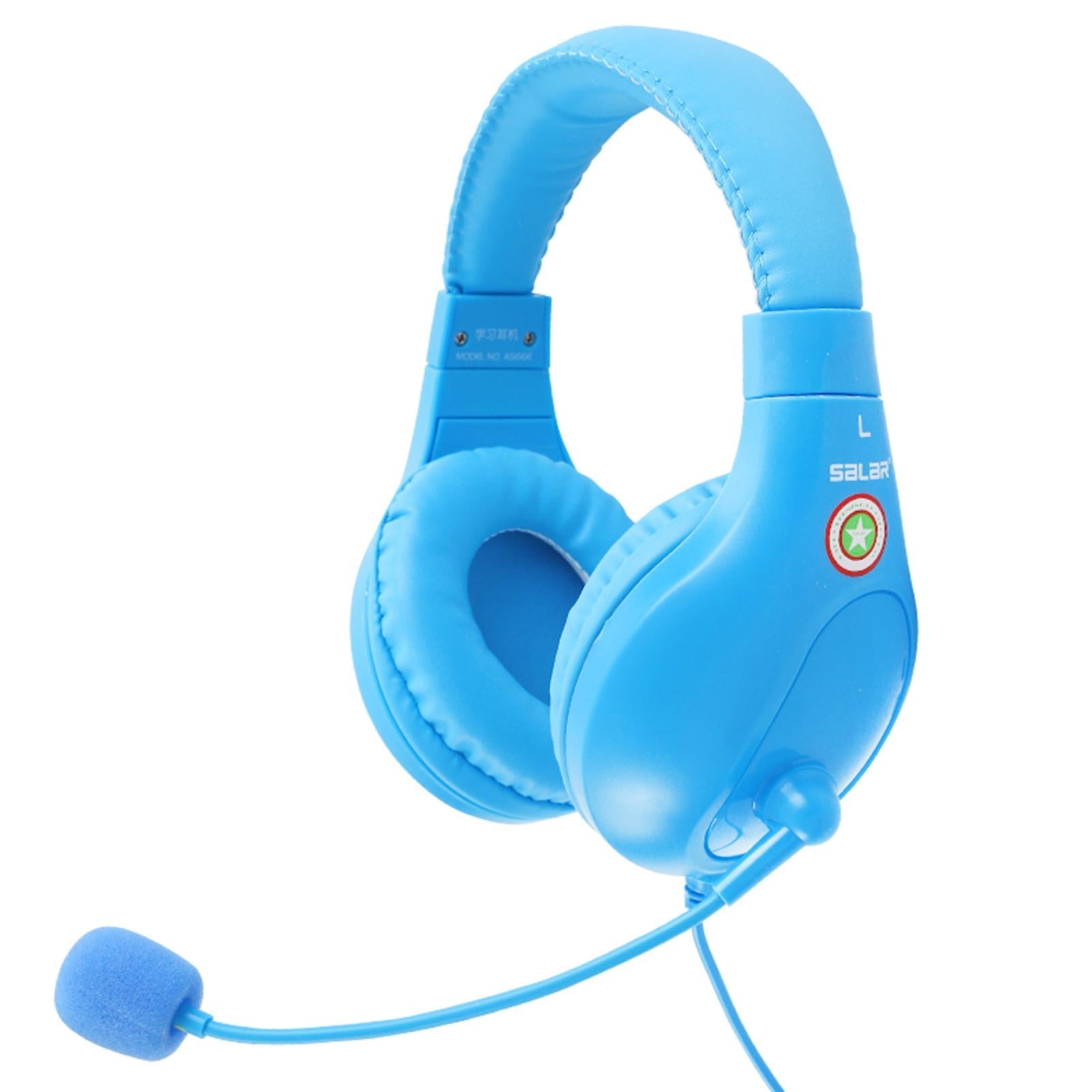 Student Headphones with Micophone Adjustable Comfortable Headset for School A566E Blue