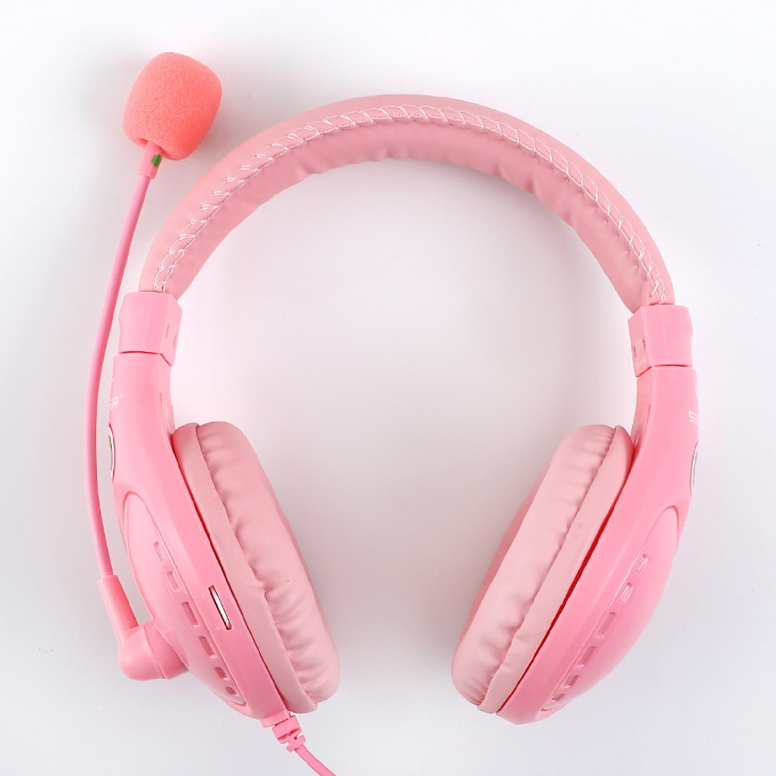 Student Headphones with Micophone Adjustable Comfortable Headset for School A566E Pink