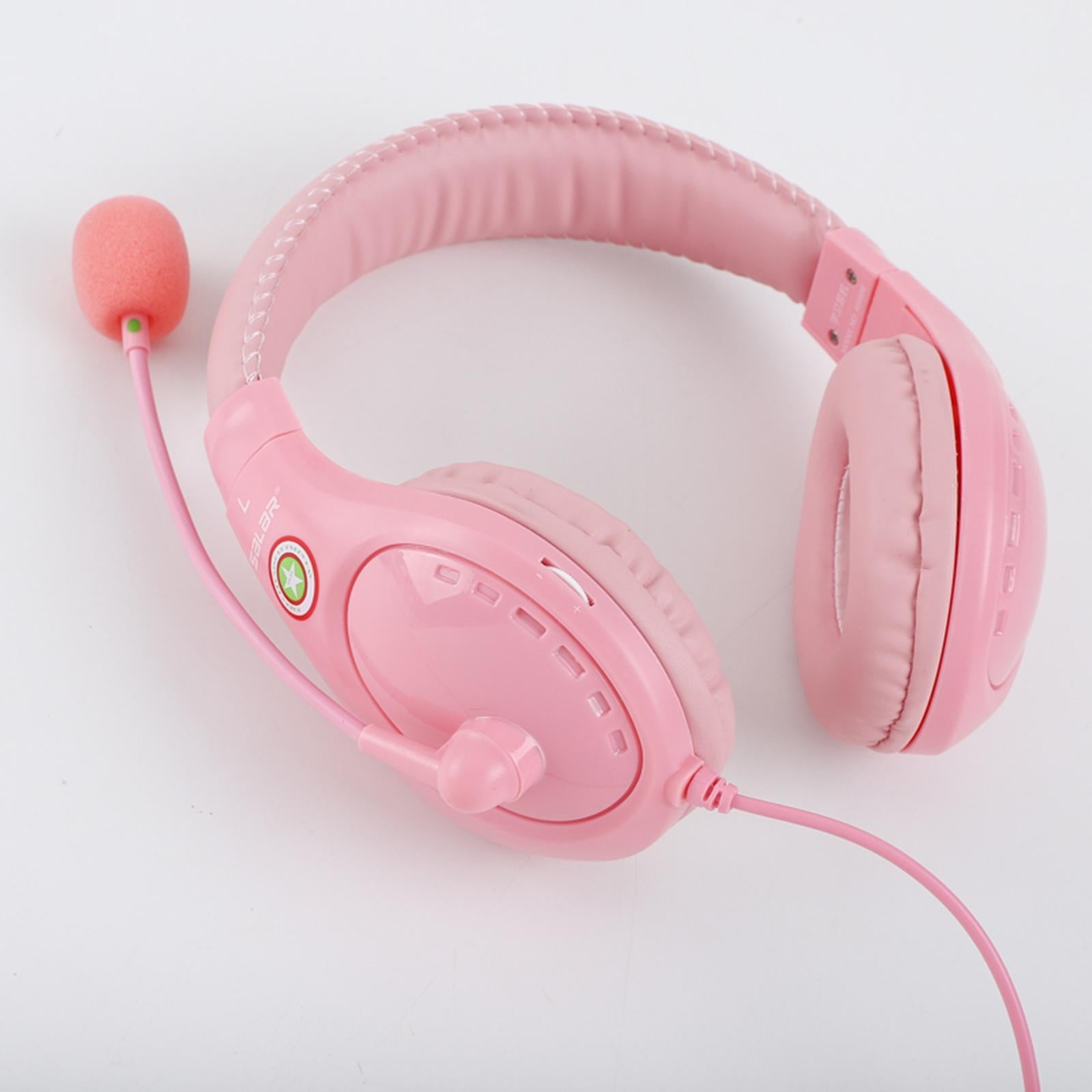 Student Headphones with Micophone Adjustable Comfortable Headset for School A566E Pink