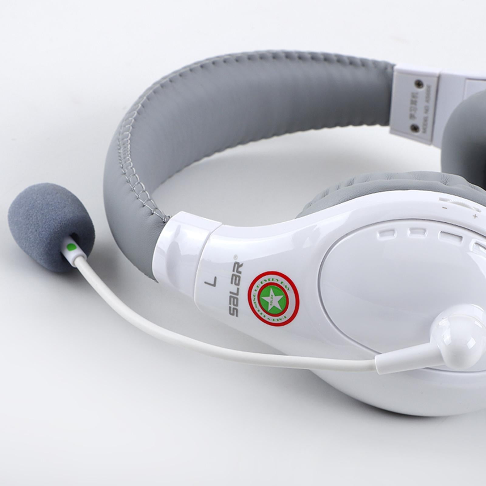 Student Headphones with Micophone Adjustable Comfortable Headset for School A566E White