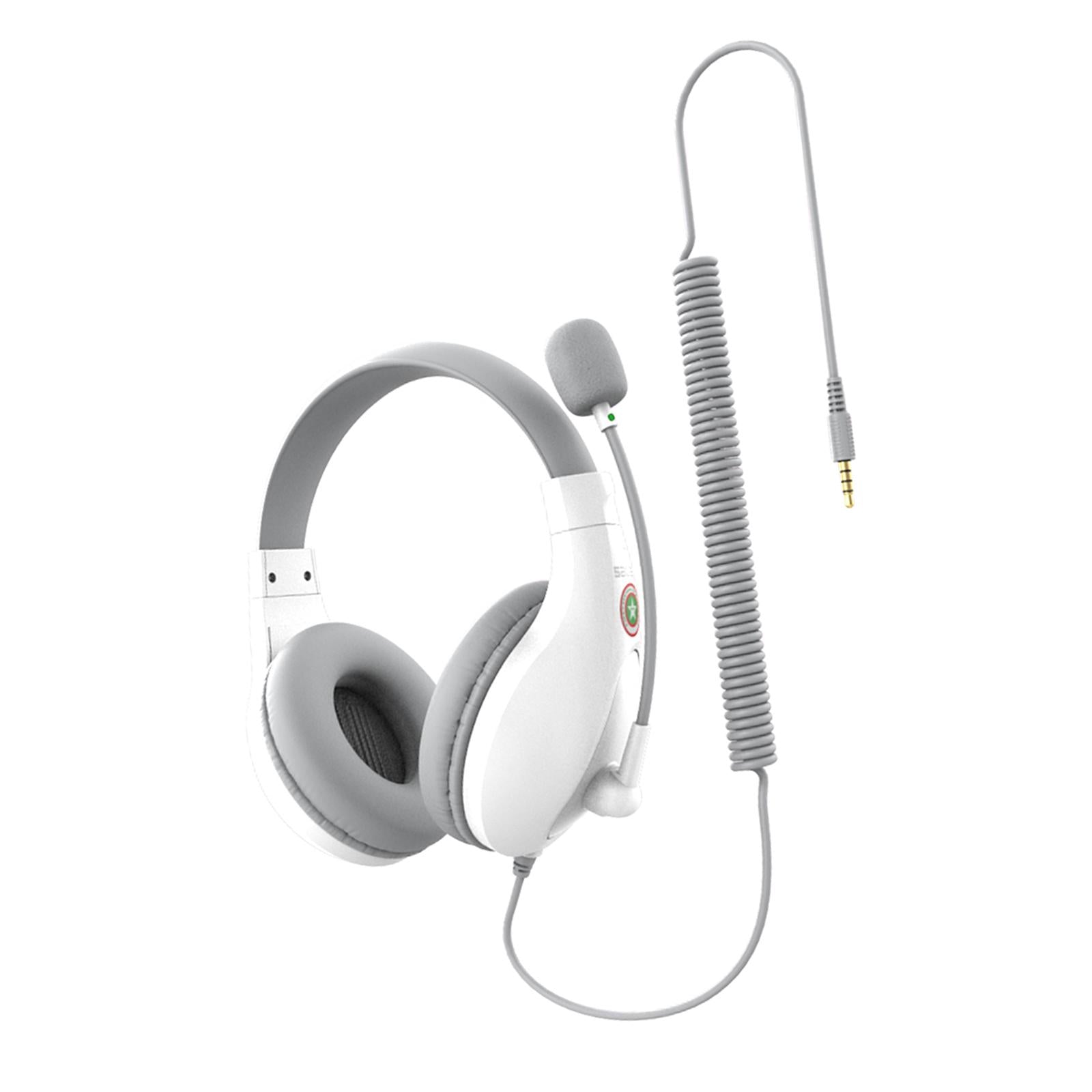 Student Headphones with Micophone Adjustable Comfortable Headset for School A566E White