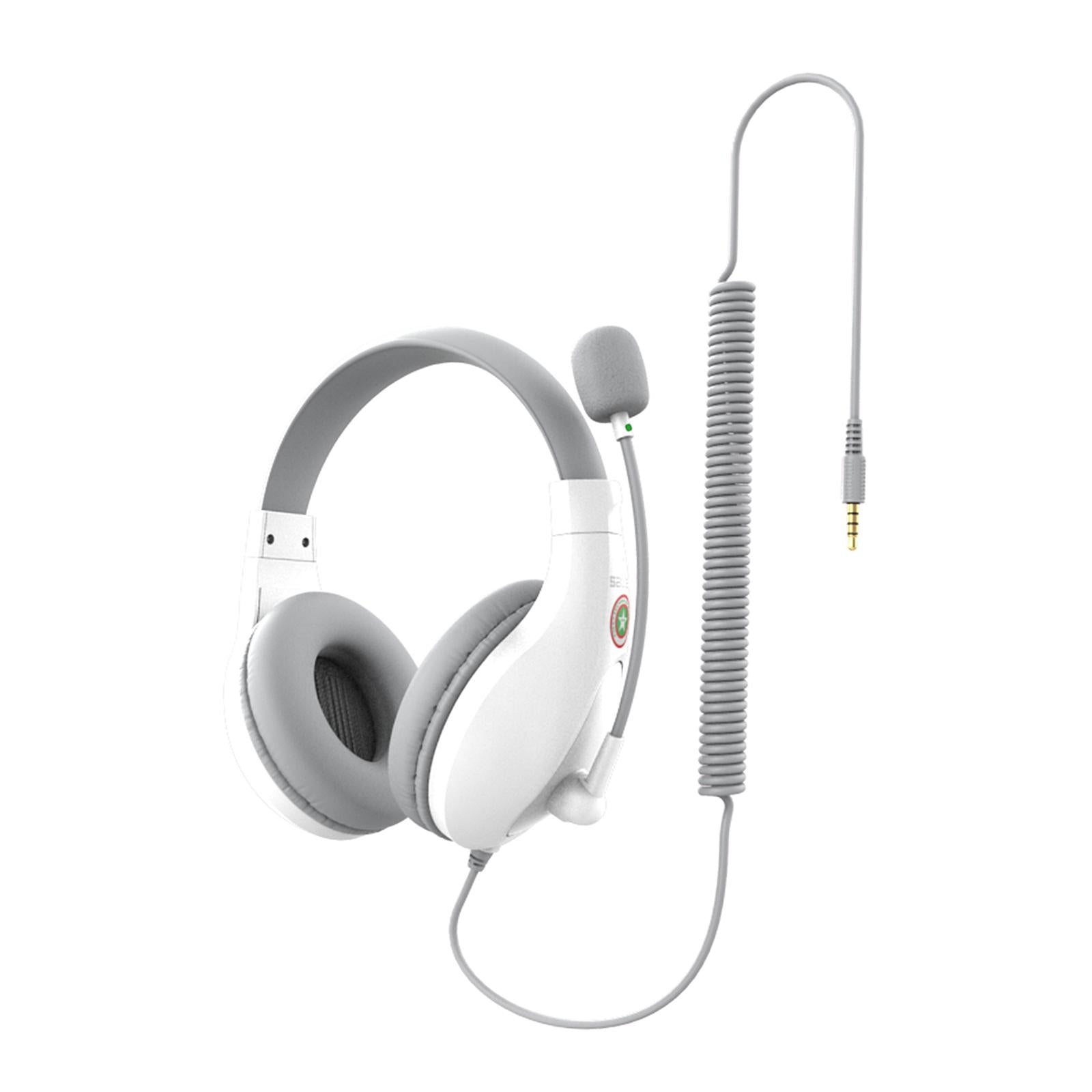 Student Headphones with Micophone Adjustable Comfortable Headset for School A566E White