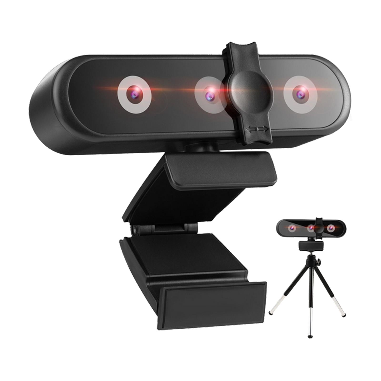 Webcam with 2 Mic 2K HD Webcam Streaming Computer Web Camera Binocular Eyes