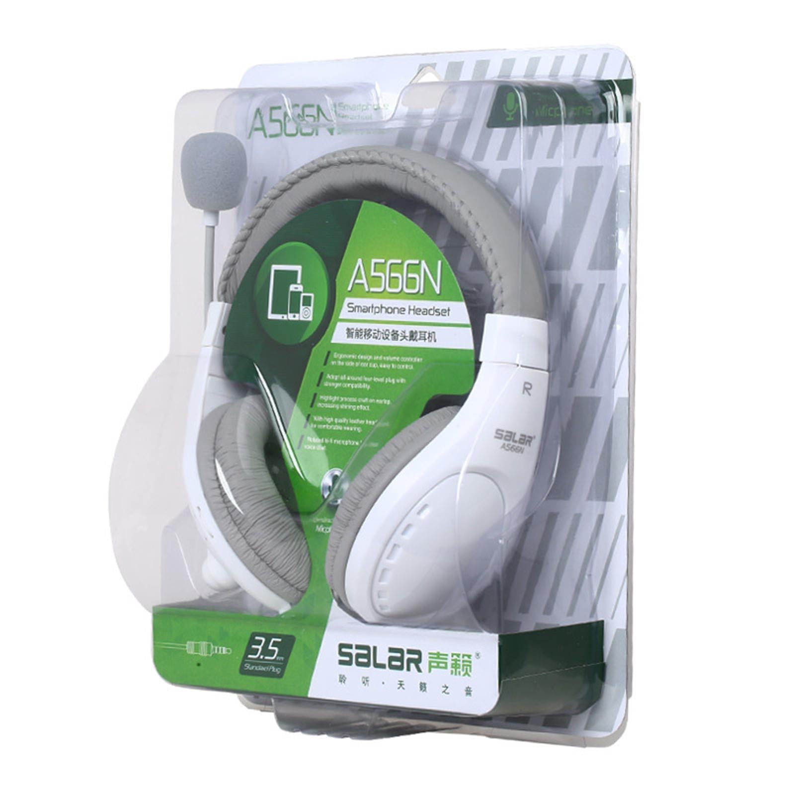 On-Ear Headphones with Mic with 2.0m Cord for Tablet Recording MP3  White