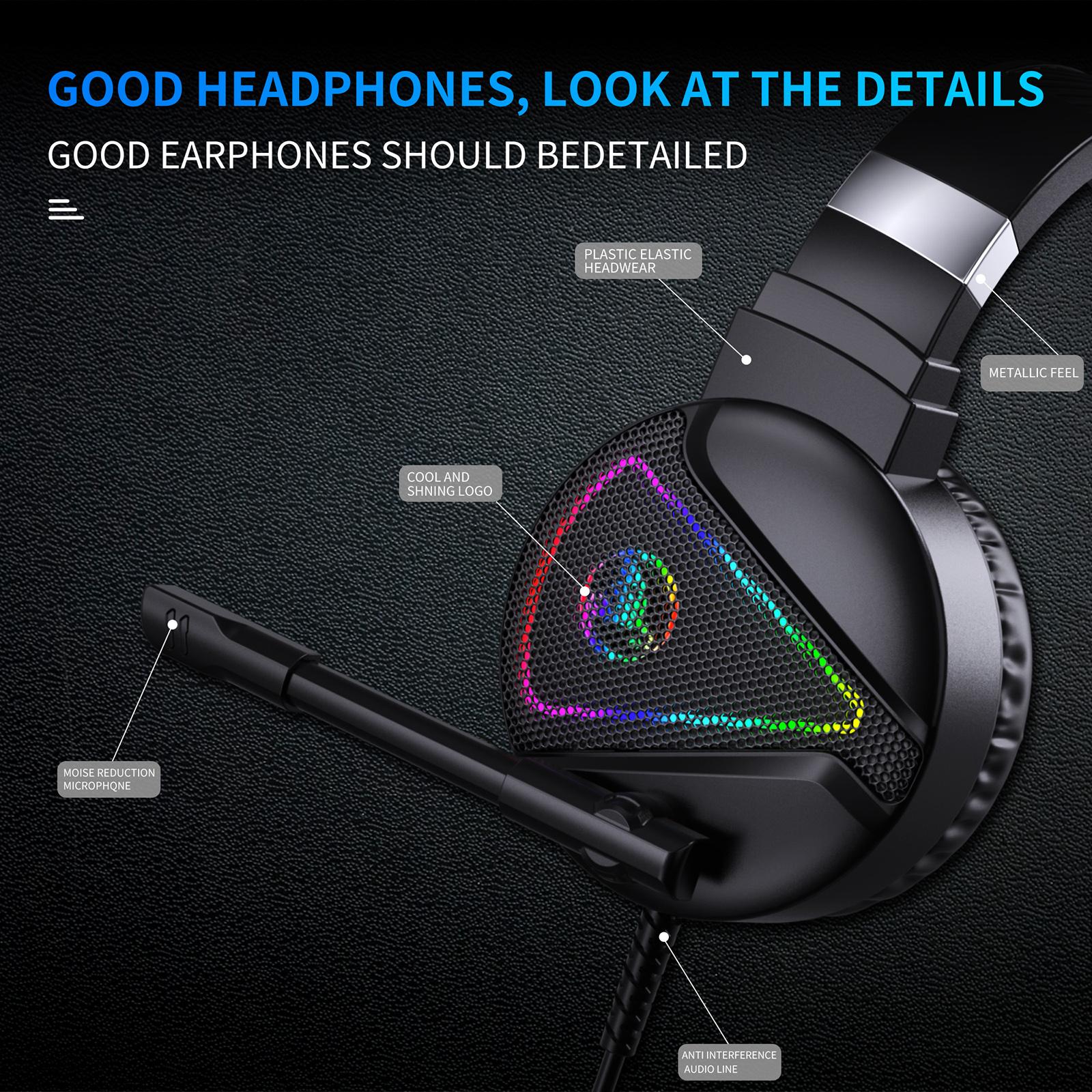 F16 3.5mm Wired Gaming Headset RGB Surround w/ Mic Headphones For PC Laptop