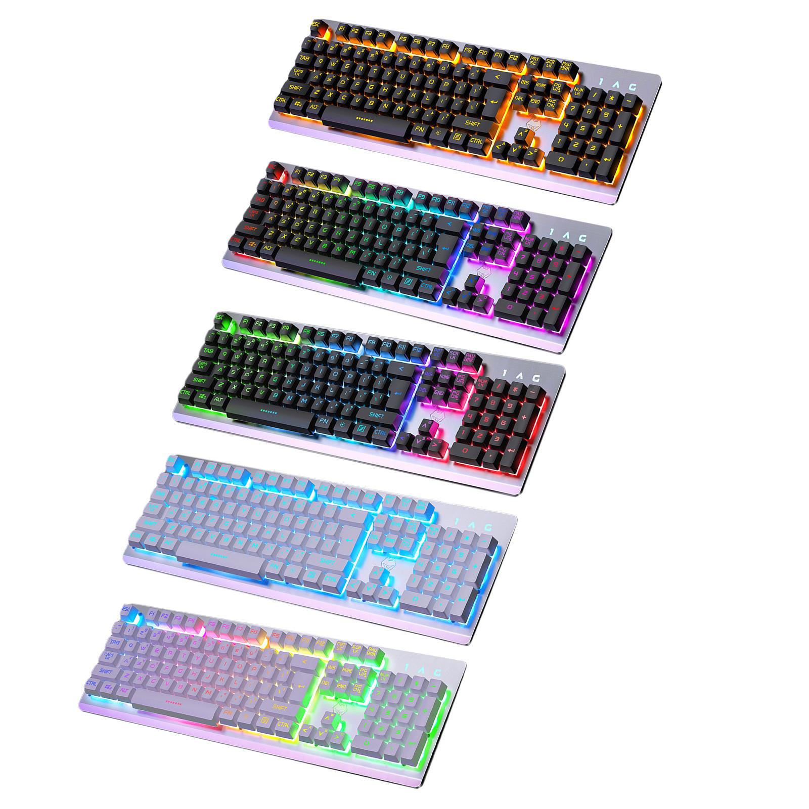 USB Wired Gaming Keyboard Universal 104 Keys Black Mix Light