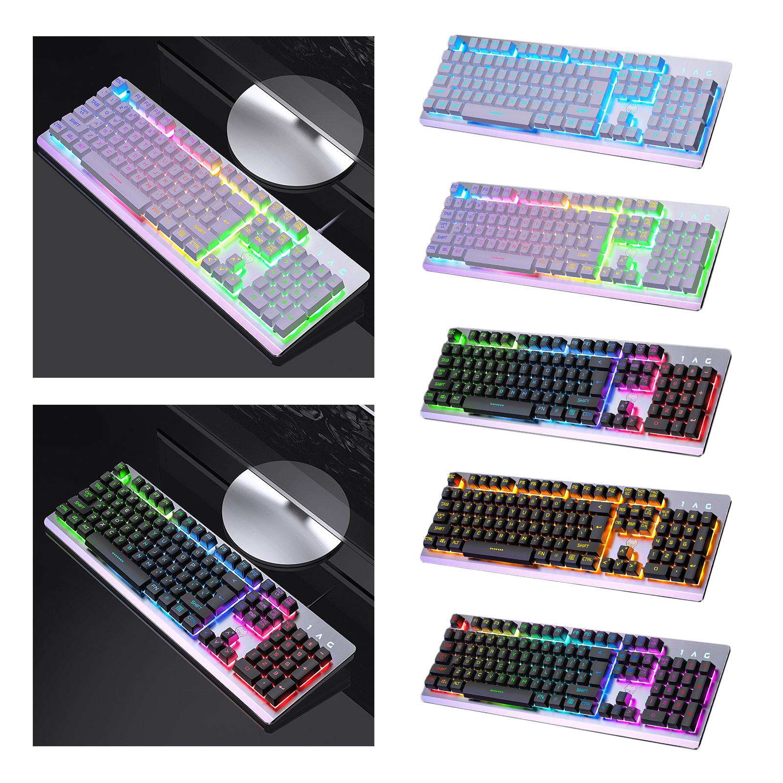 USB Wired Gaming Keyboard Universal 104 Keys Black Mix Light