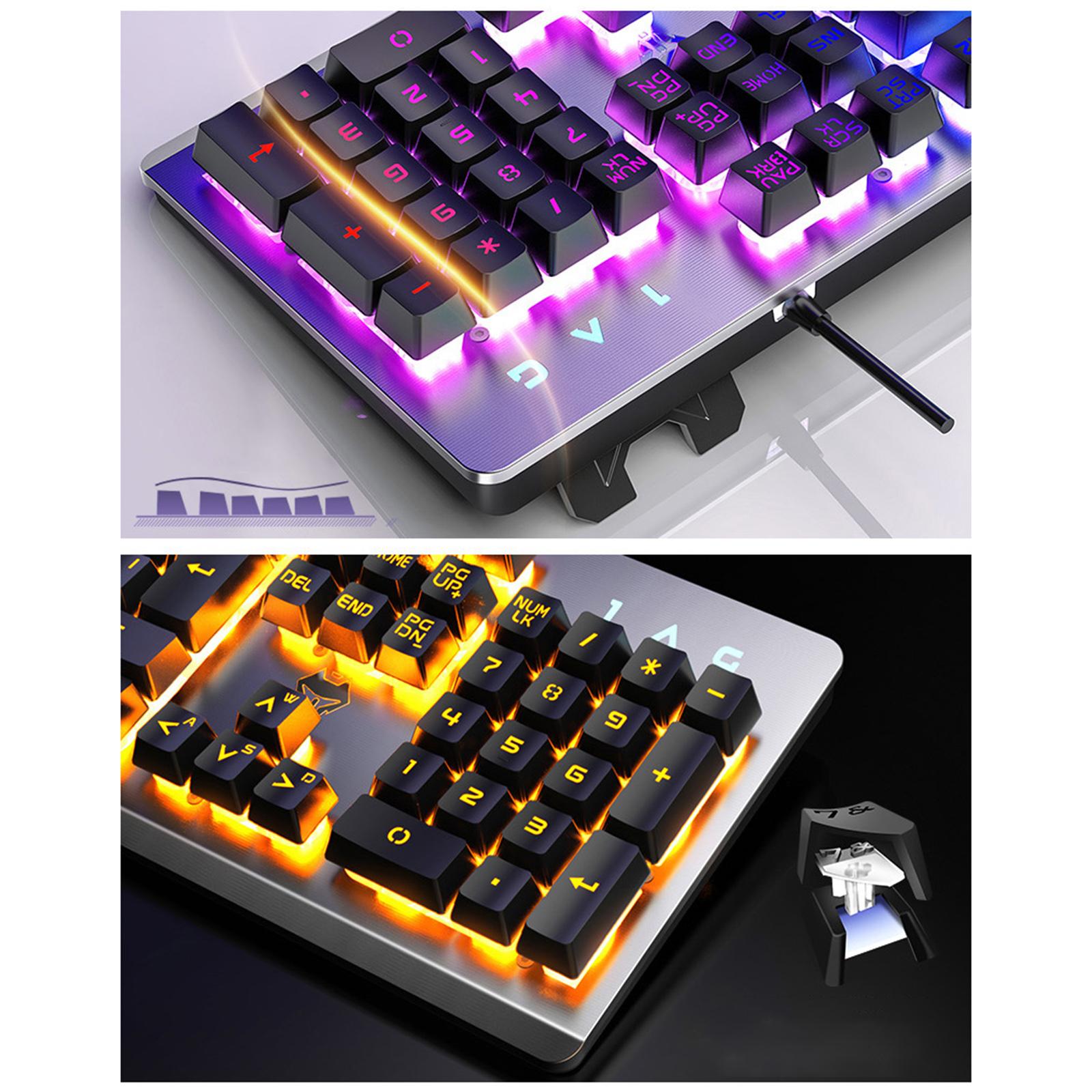 USB Wired Gaming Keyboard Universal 104 Keys Black Mix Light