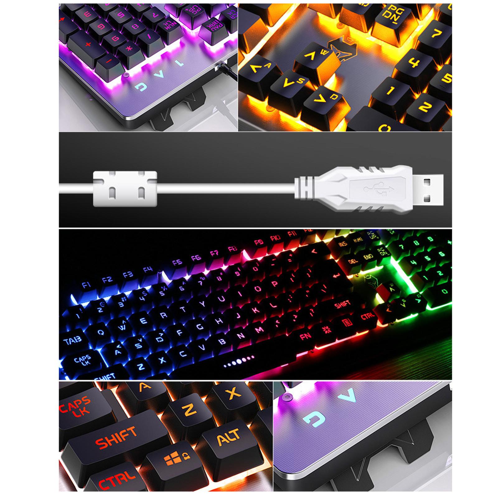 USB Wired Gaming Keyboard Universal 104 Keys Black Mix Light