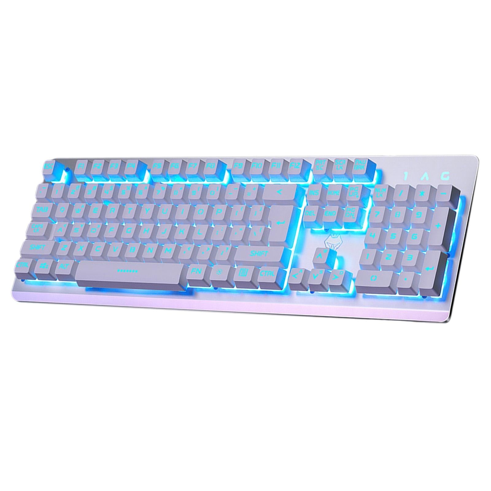 USB Wired Gaming Keyboard Universal 104 Keys White Blue Light