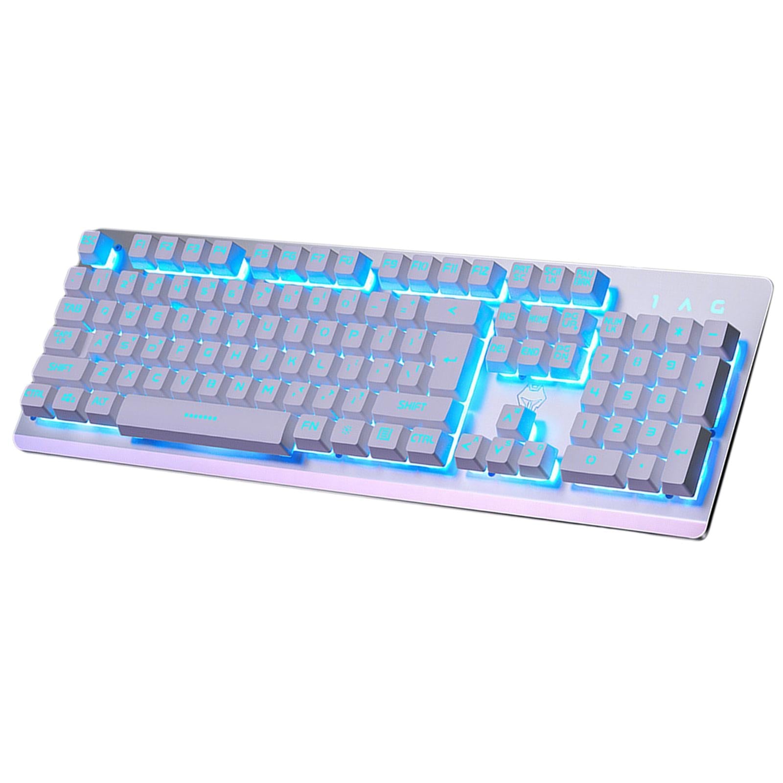 USB Wired Gaming Keyboard Universal 104 Keys White Blue Light