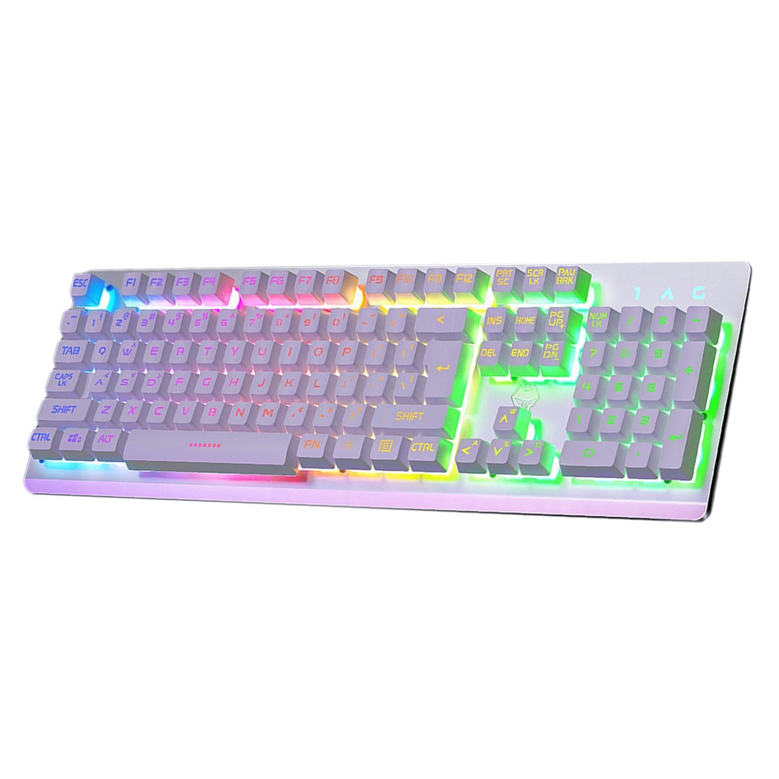 USB Wired Gaming Keyboard Universal 104 Keys White Mix Light