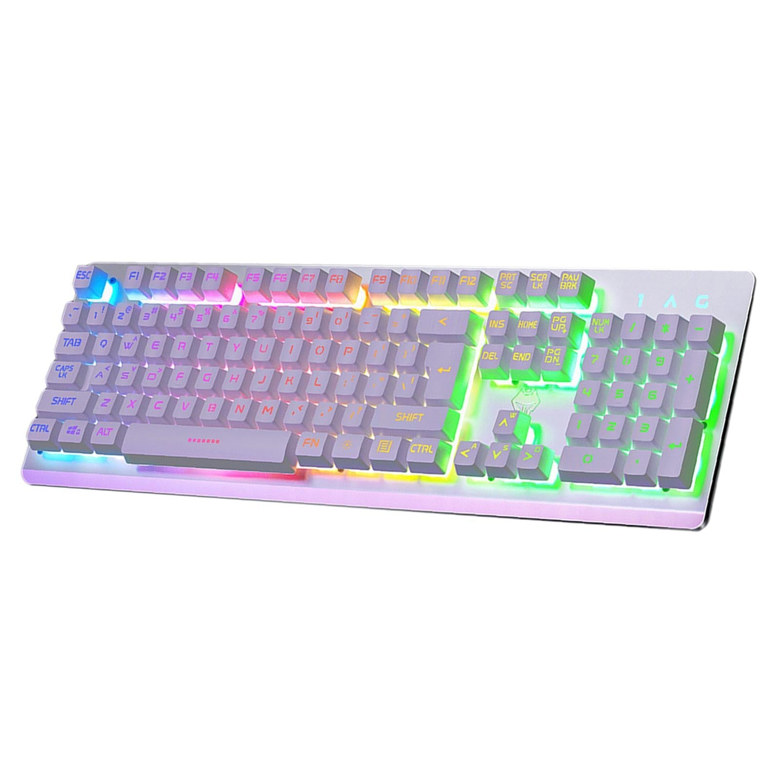 USB Wired Gaming Keyboard Universal 104 Keys White Mix Light