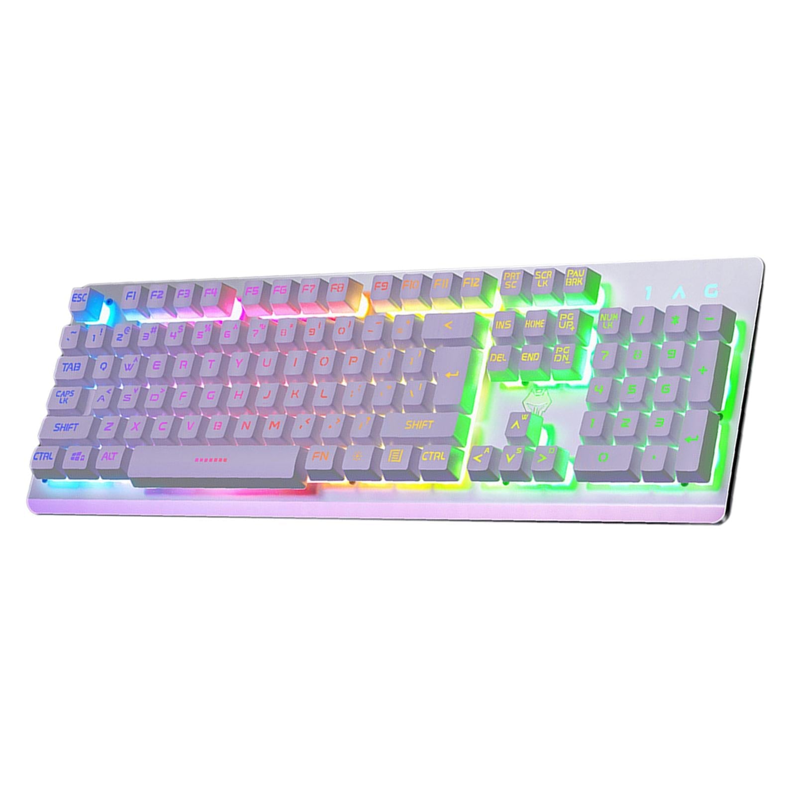 USB Wired Gaming Keyboard Universal 104 Keys White Mix Light