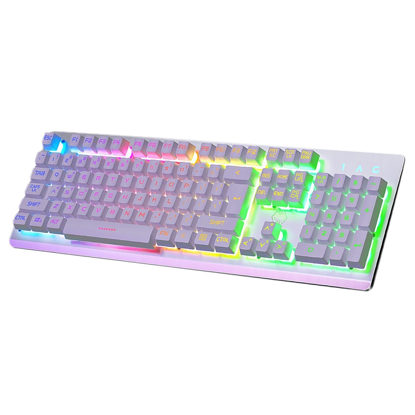 USB Wired Gaming Keyboard Universal 104 Keys White Mix Light