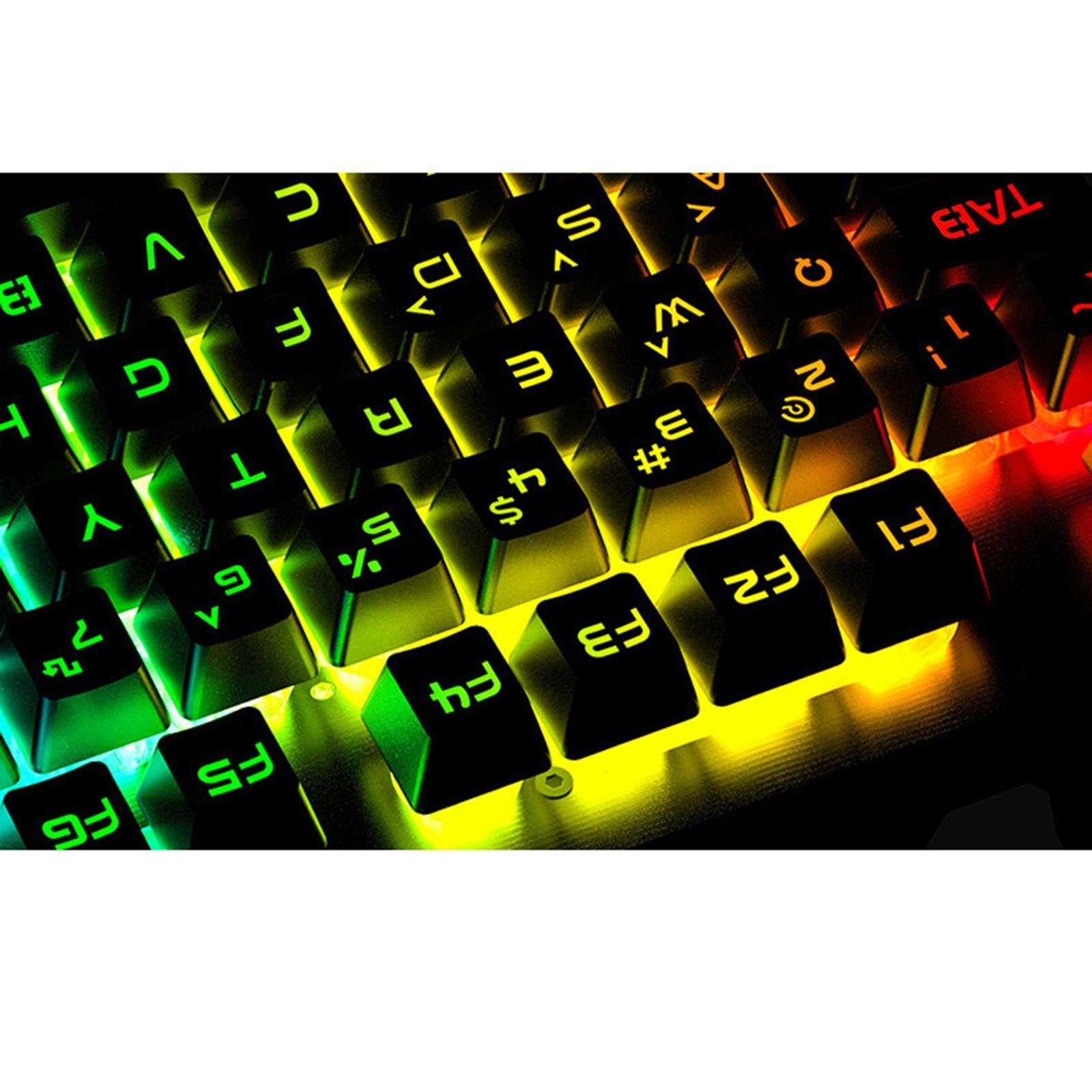 USB Wired Gaming Keyboard Universal 104 Keys Black Yellow Light