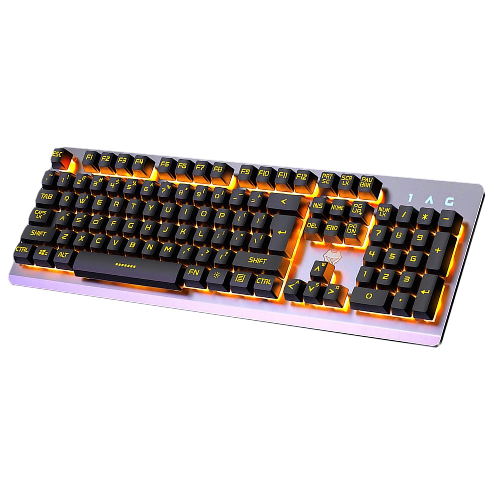 USB Wired Gaming Keyboard Universal 104 Keys Black Yellow Light