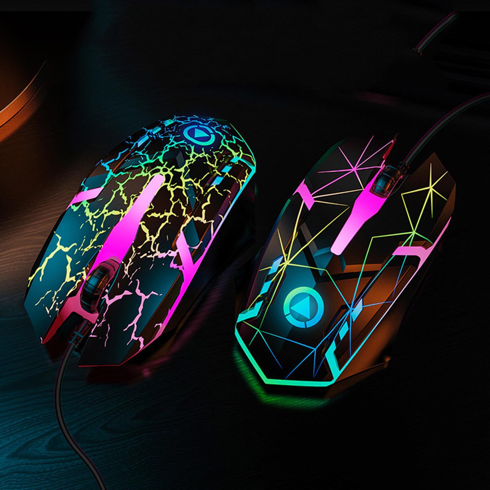 Wired Gaming Mouse Optical Sensor 7 Colors Lights for Laptop  Star Pattern