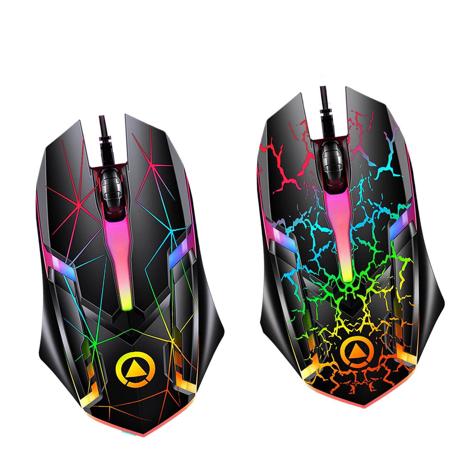 Wired Gaming Mouse Optical Sensor 7 Colors Lights for Laptop  Star Pattern