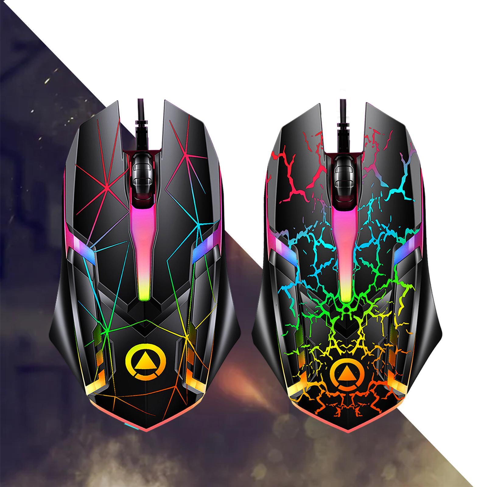 Wired Gaming Mouse Optical Sensor 7 Colors Lights for Laptop  Star Pattern