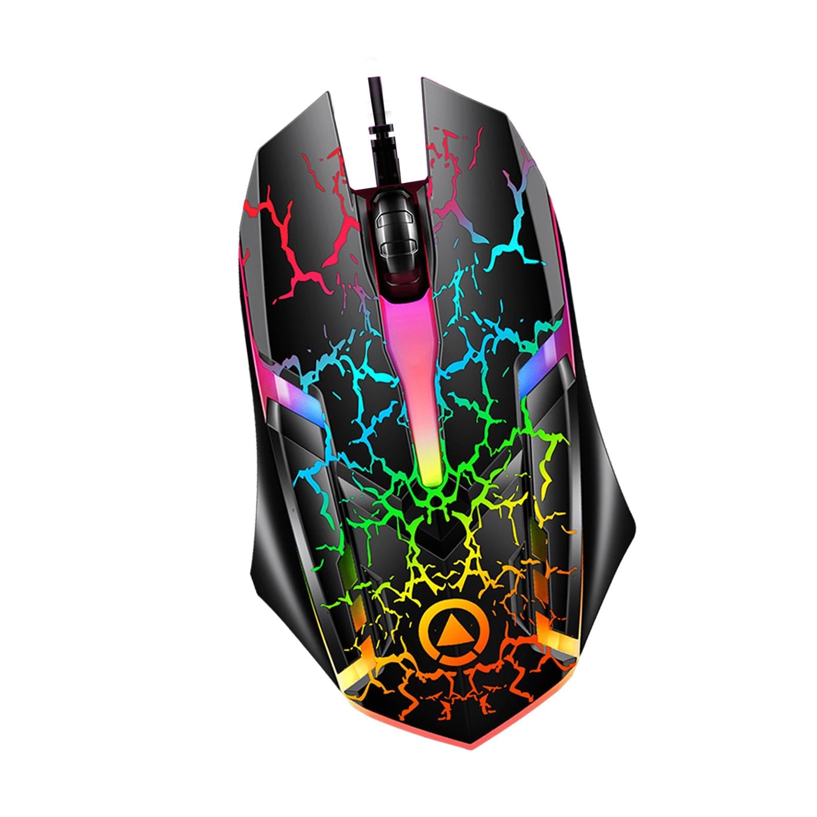 Wired Gaming Mouse Optical Sensor 7 Colors Lights for Laptop  Crack Pattern