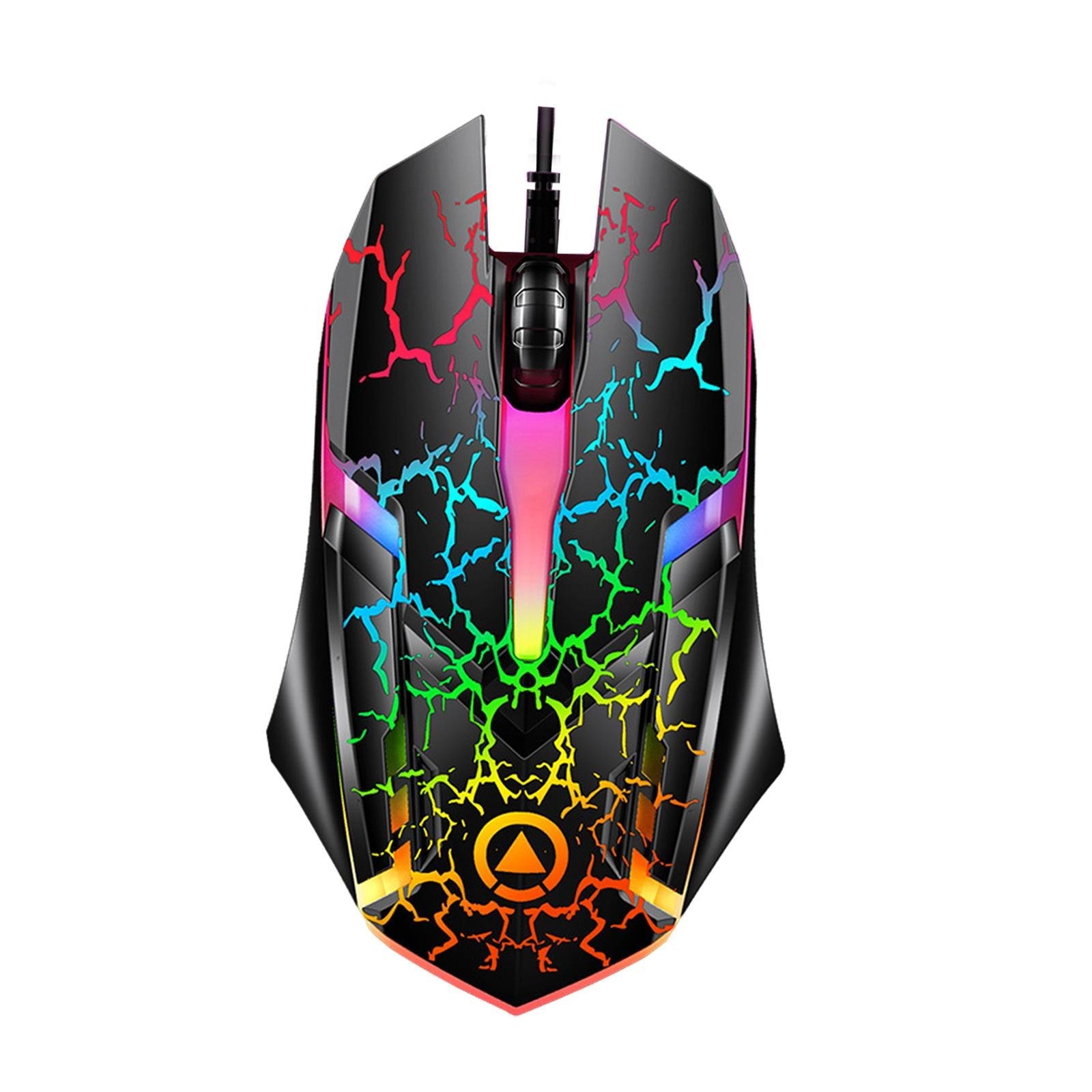 Wired Gaming Mouse Optical Sensor 7 Colors Lights for Laptop  Crack Pattern