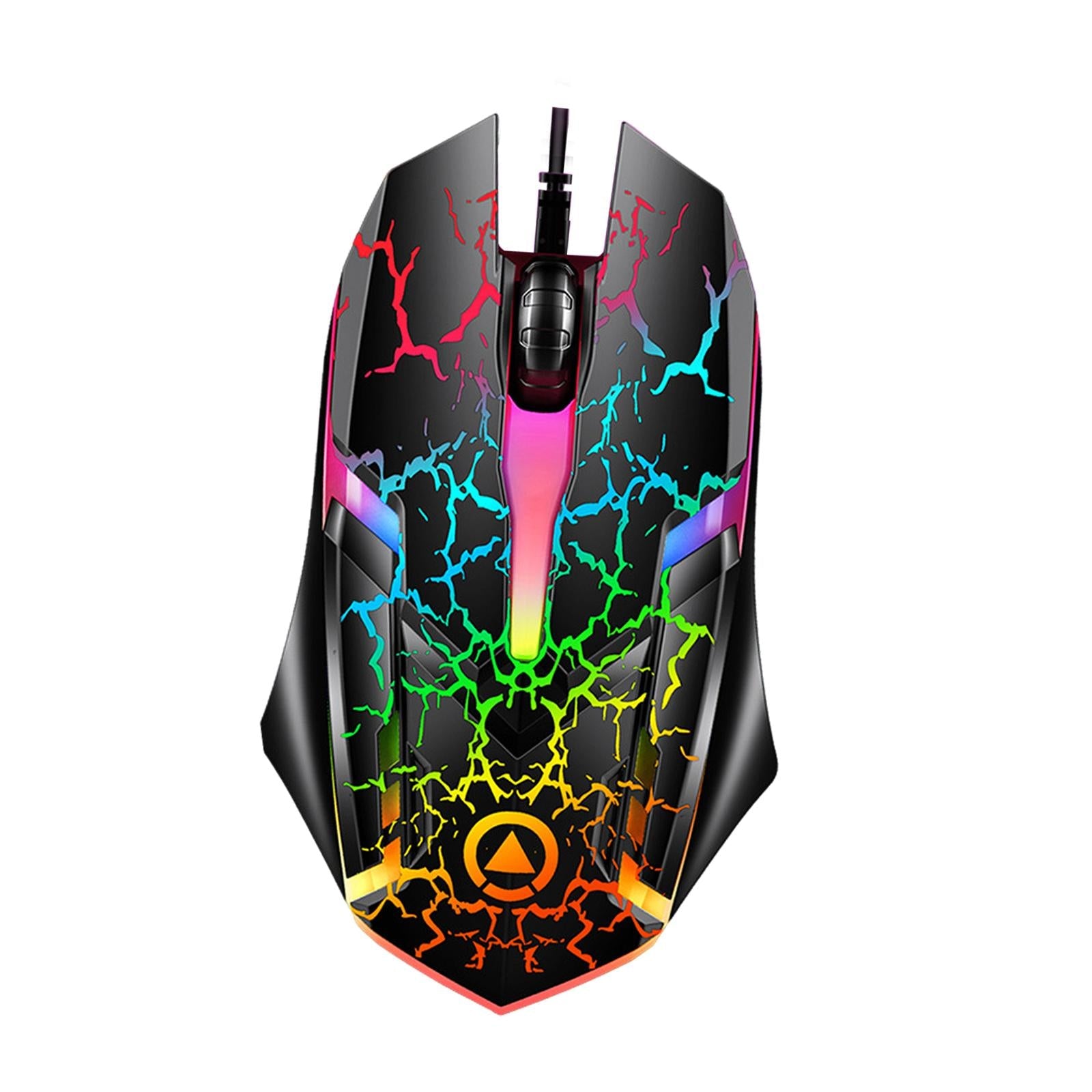 Wired Gaming Mouse Optical Sensor 7 Colors Lights for Laptop  Crack Pattern