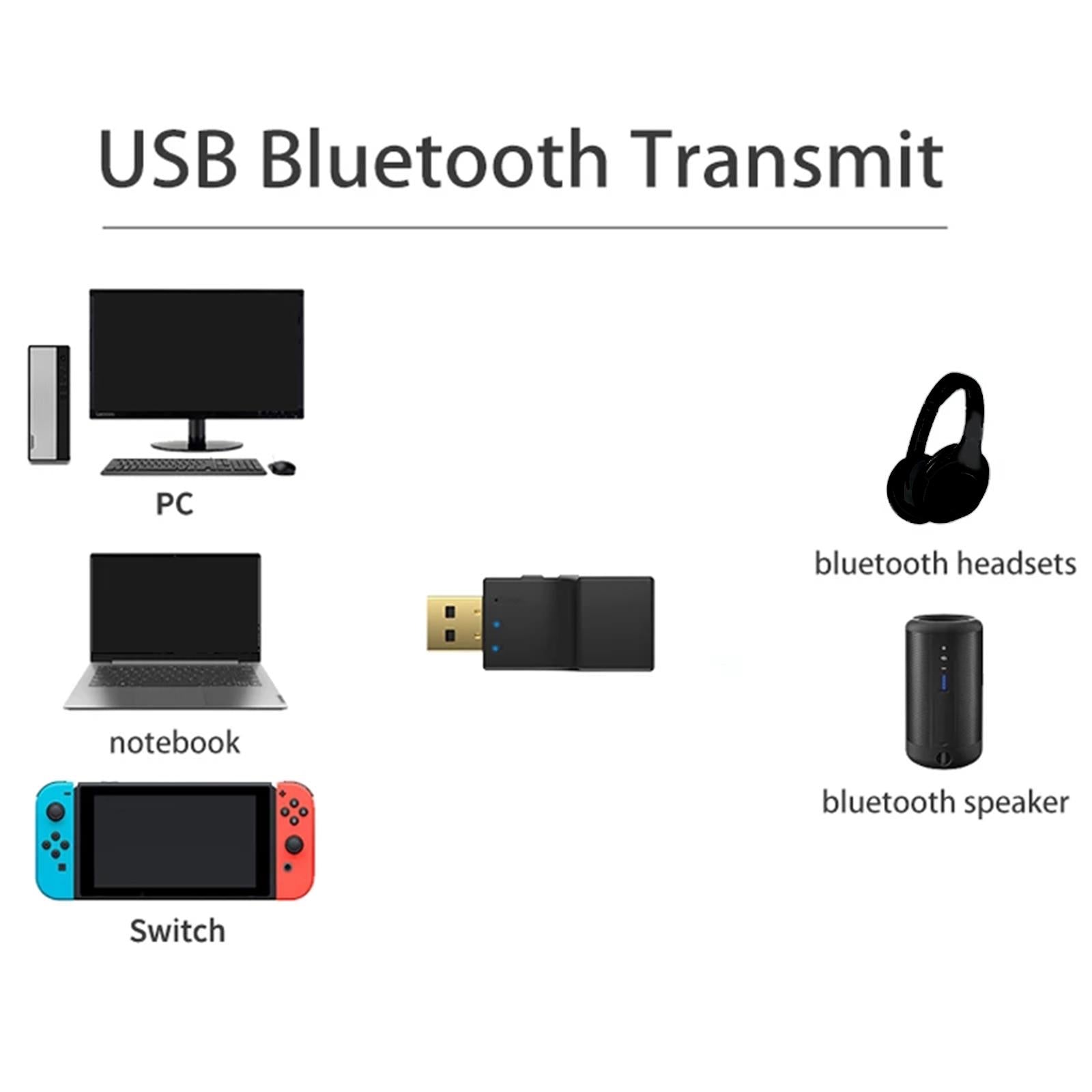 USB Bluetooth Transmitter Wireless Dual Link for Switch TV PC Home Computer