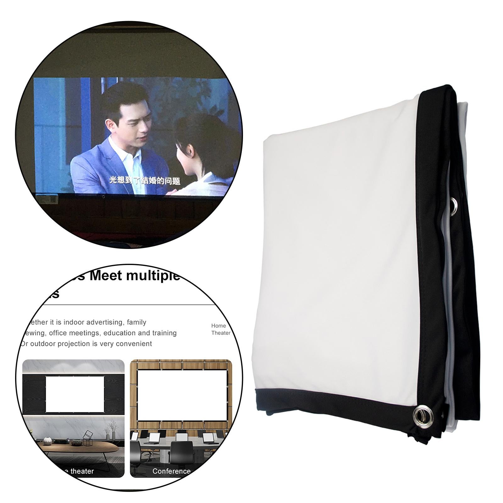 Projector Screen Movie Display Screen 16:9 HD Foldable for Party 72 inch