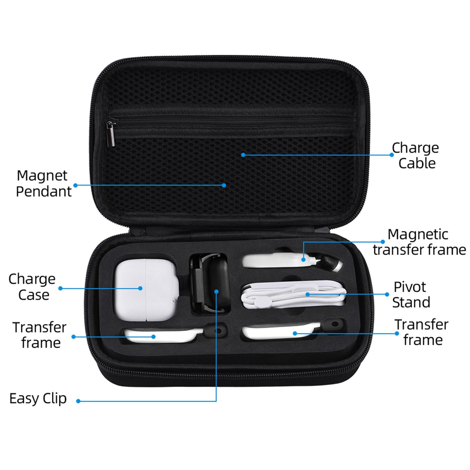 Portable Carrying Case Protective Hard Bag for Insta360 GO 2 Storage Bag Black