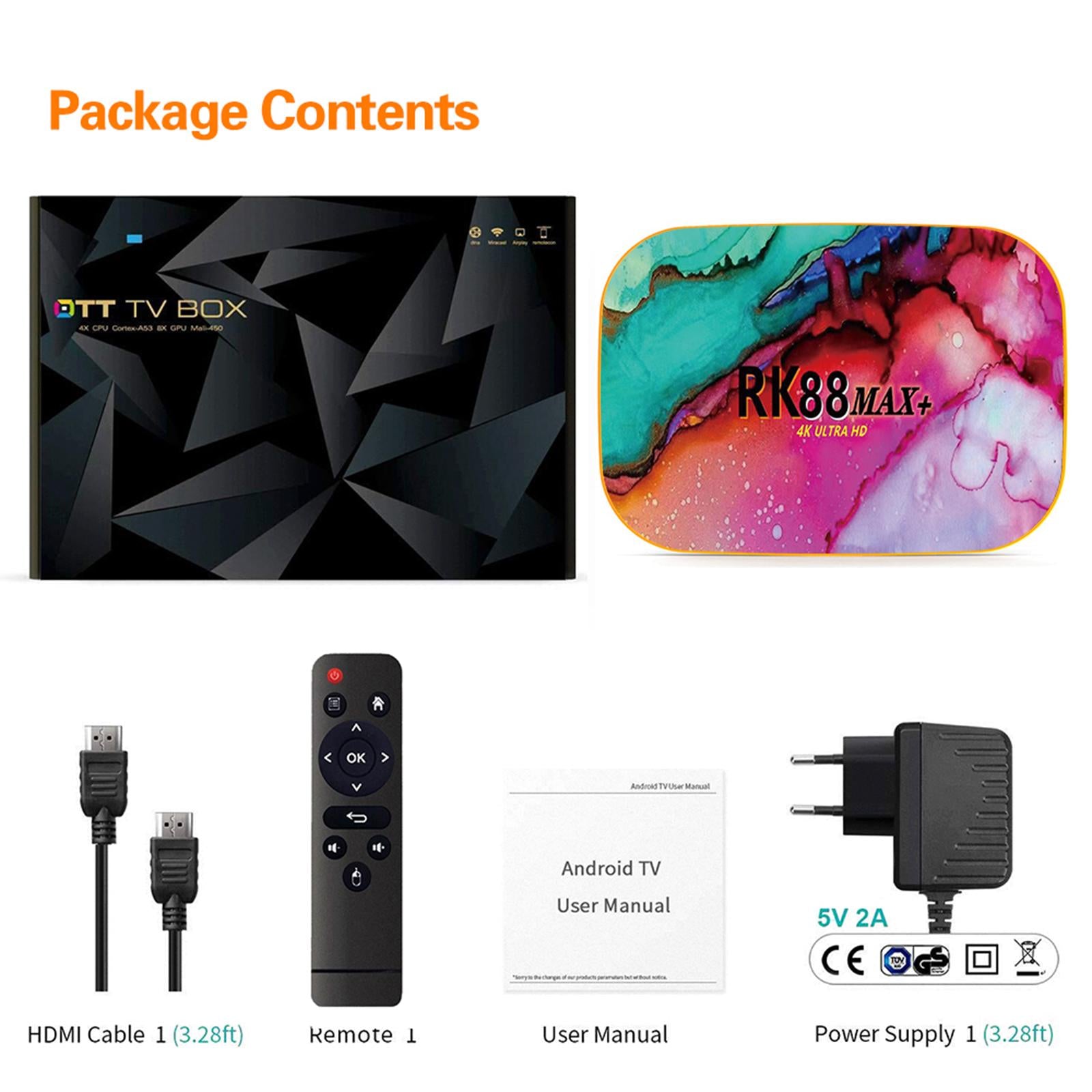 Smart TV Set-Top Box RK3318 Bluetooth 4.1 3D 4K Video EU Plug 4+32g EU plug