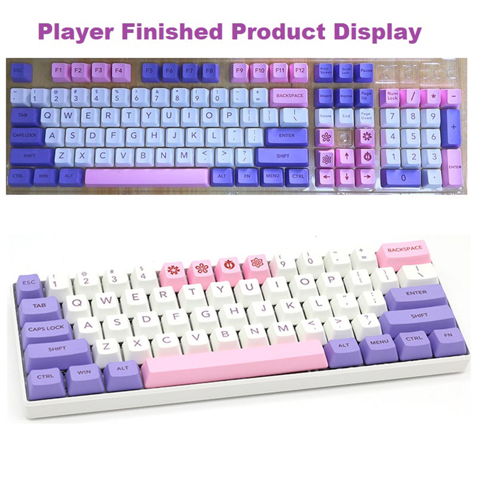 108 Key Mechanical Keyboard Keycaps Pink & Purple Dustproof Waterproof Home